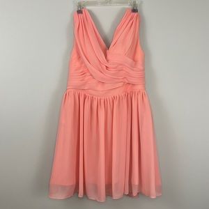 Custom-made Coral Knee Length Bridesmaid Dress with Corset Back, Sz 12